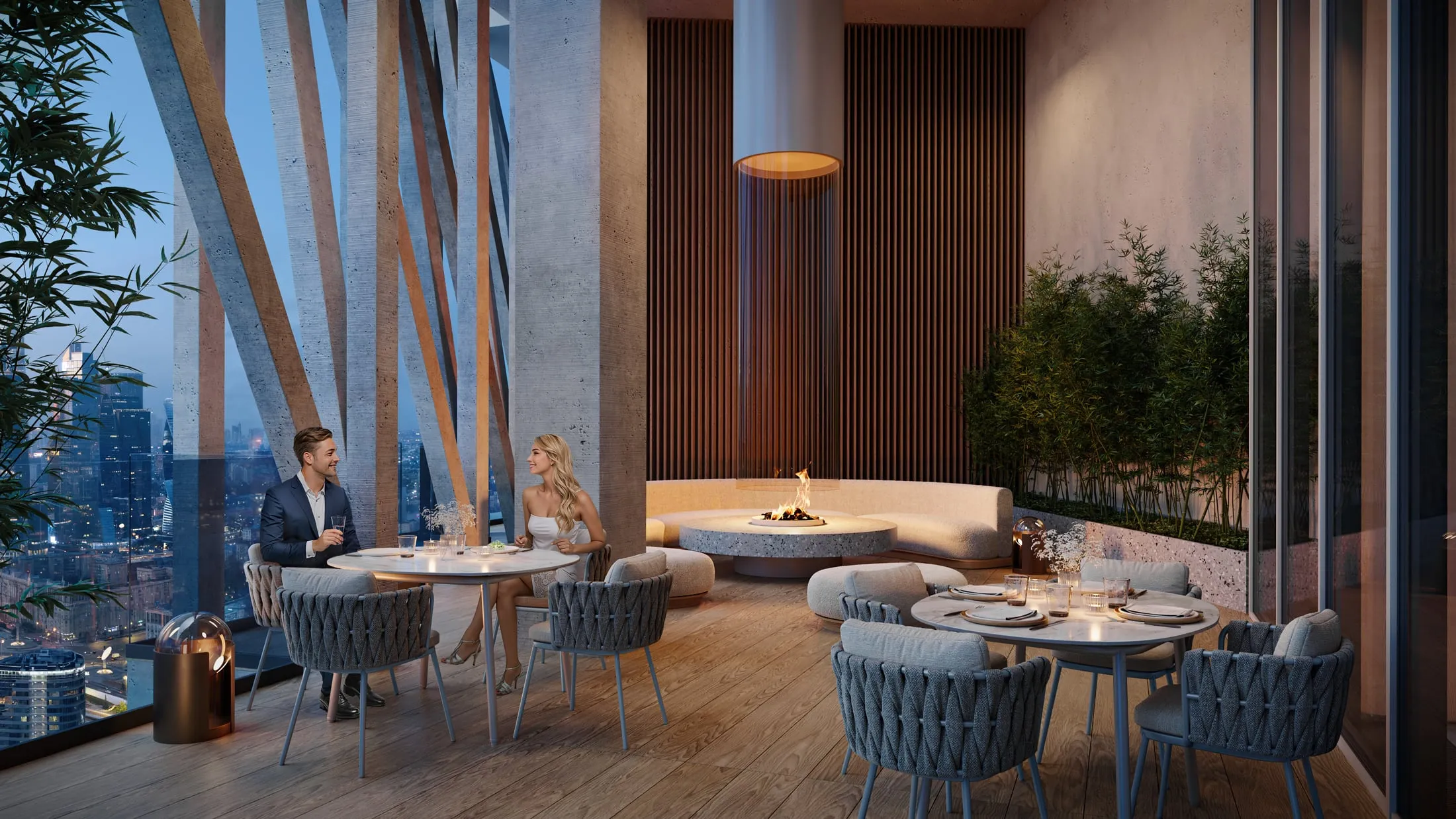 Терраса с камином  \  Terrace with fireplace
